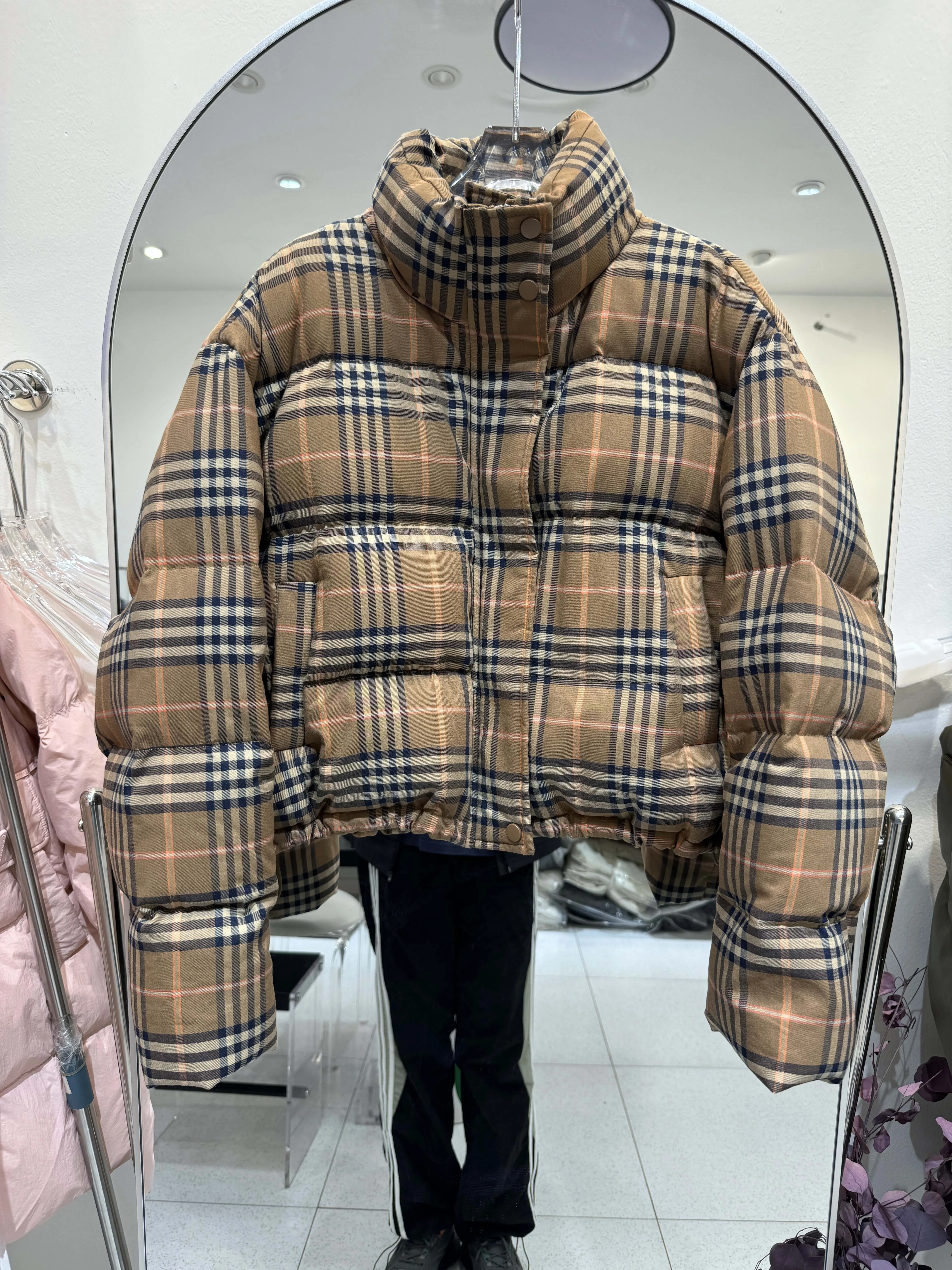 European Goods Square Plaid Down jacket Long sleeve Fashion Simple Loose All-Match Autumn and Winter New Warm Outerwear |