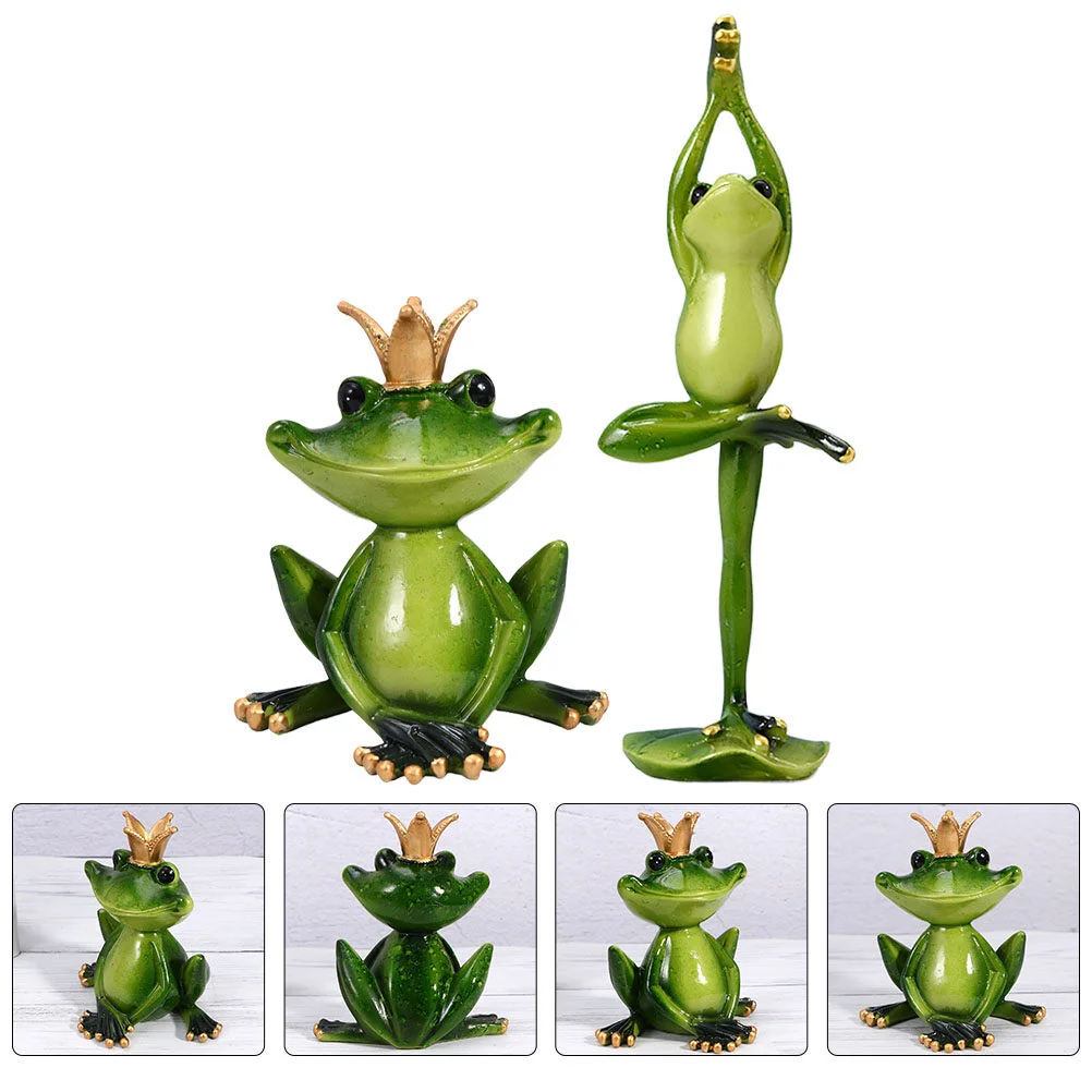 

Chair Resin Craft Ornament Courtyard Decor Shake Frog Crown Decoration Figurines