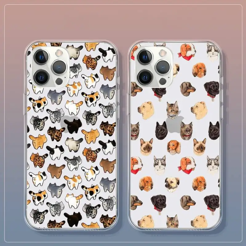 

Cute cat dog Animal footprints Phone Case phone case for iphone 6 7 8 Plus X XS XR MAX 11 Pro 12 MiNi Transparent Cover