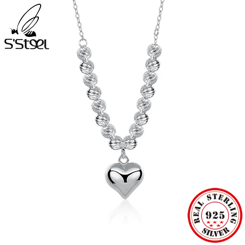 

S'STEEL Original 925 Sterling Silver Love Heart Pendants Necklace For Women 2022 Designer Necklaces Luxury Designer Fine Jewelry