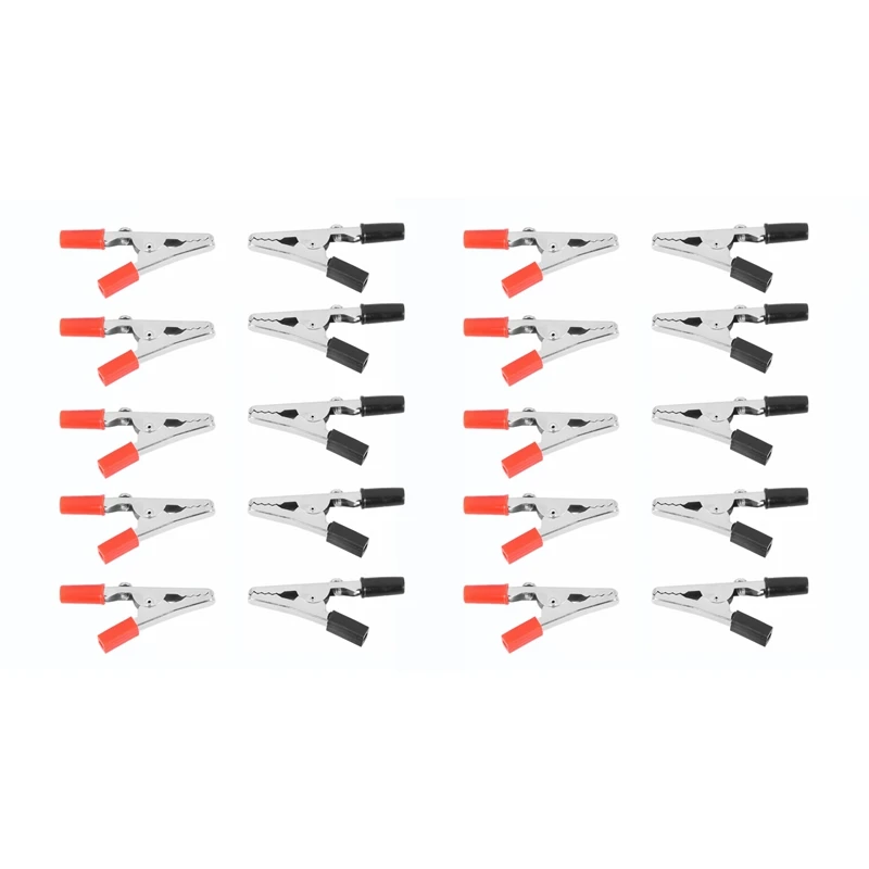 

20 Pcs 50Mm Plastic Handle Test Probe Metal Alligator Clips