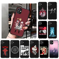 fullmetal alchemist anime soft black matte phone case for iphone 13 12 11 pro xs max x xr 7 8 6 6s plus 12 13 mini se 2020 cover