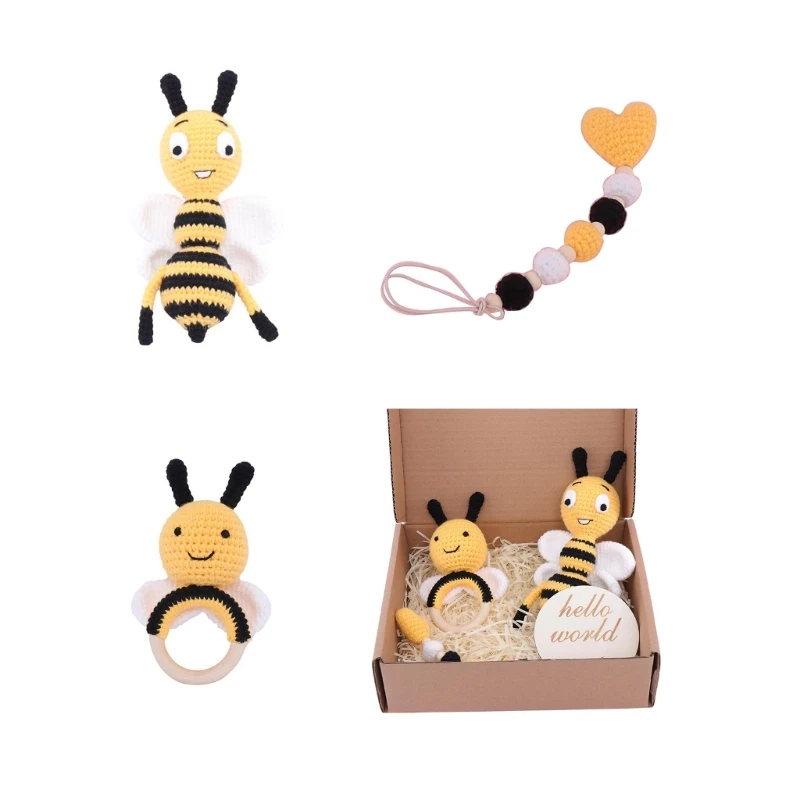 

Lovely Crochet Baby Toy Gift Baby Animal Newborn Rattle Toy Cute Cartoon Design Baby Shower- Present for Boys Girls