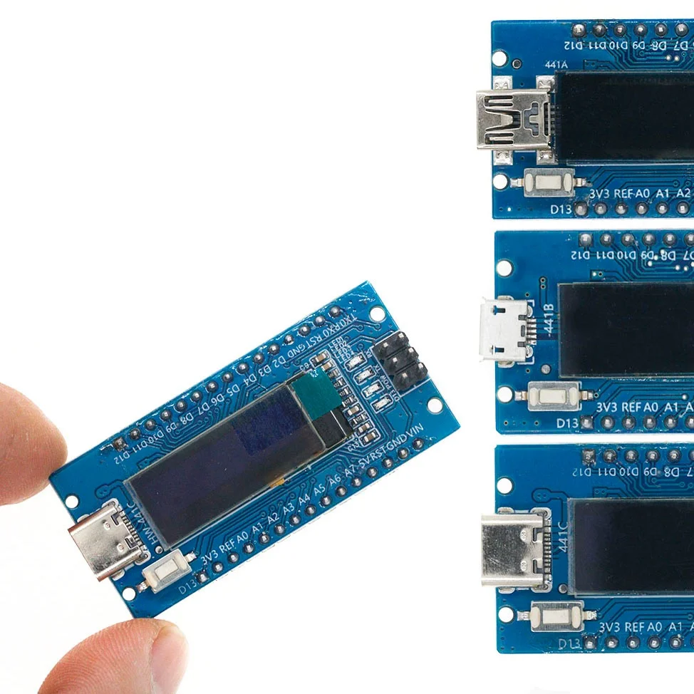 Фото Nano V3.0 Atmega328P Ch340c со встроенным OLED-дисплеем 0.91 дюйма, разрешение 128*32, совместимость с SSD1306 IIC I2C, Arduino Nano V3.0 №1