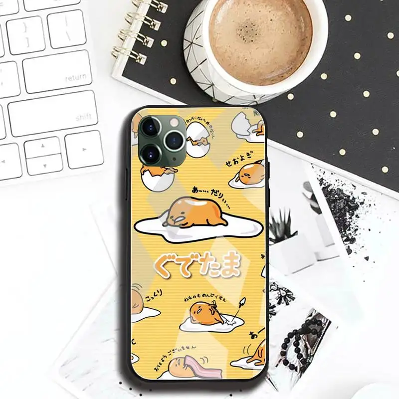Милый мультяшный чехол для телефона Gudetama закаленное стекло iPhone 13 12 Mini 11 Pro XR XS MAX 8X7