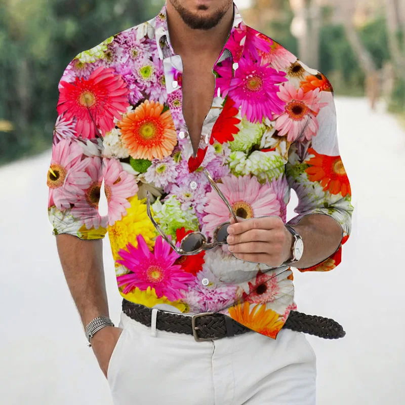 Luxury Hawaiian Tropical Shirt For Men 3d Printed Floral Long Sleeve Blouse Beach Holiday Camisa Oversized Tops Tee Shirt Homme images - 6