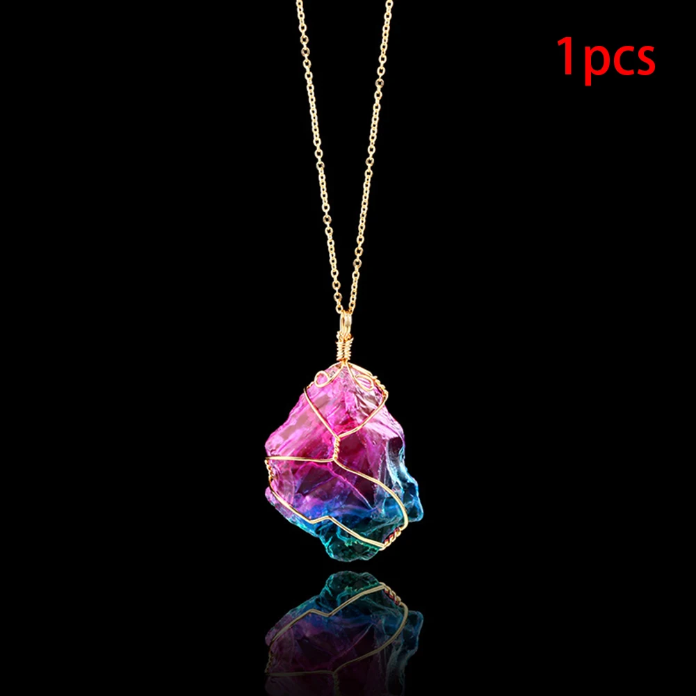 

Men Women Irregular Mood Rock Colorful Gift Quartz Crystal Party Accessories Changing Stone Necklace