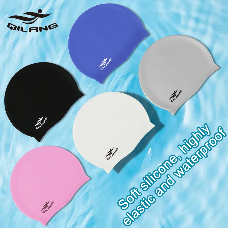Gorro de natación de silicona para niños, impermeable, de talla grande, colorido, de pelo largo, deportivo, elástico, 2022