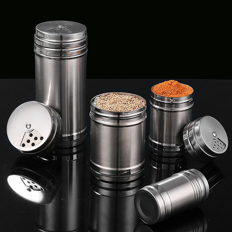 

Stainless Steel Rotary Seasoning Jar Salt Sugar Bottle Seasoning Tools Pepper Shaker Home Toothpick Holder Kitchen Accessoriesi