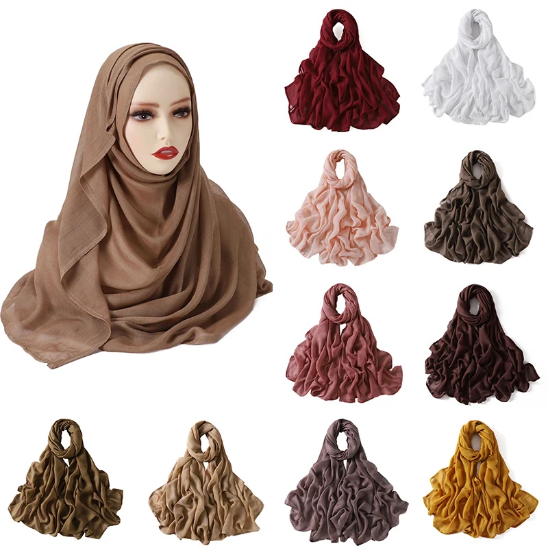 

Solid Color Headscarf Wide-brimmed Thin Breathable Scarves Big Size Plain Long Shawls and Wraps Cotton Rayon Hijabs Scarf DIY