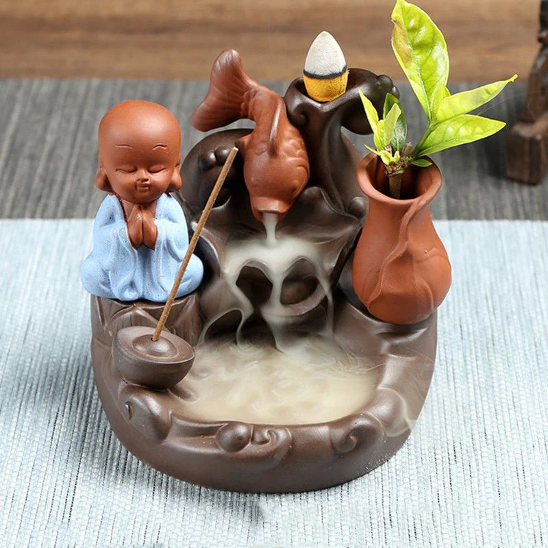

Fountain Buddha Part Waterfall Creative Holder Mini Backflow Teahouse Burner Cones Censer Red Stonewar Home Decor Office Incense