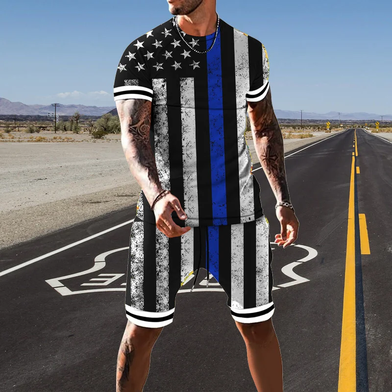 

Summer Men Tracksuit Set Camisetas Ropa Hombre Sport suit Men Short Sleeves 3D Printed T-shirt shorts bottoms Streetwear tshirt