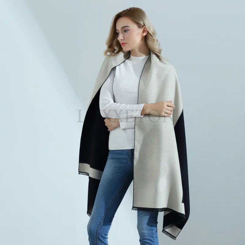 

Winter New Jacquard Double-sided Letter Imitation Cashmere Scarf Ladies Thickened Warm Shawl Scarves Pashmina Blanket
