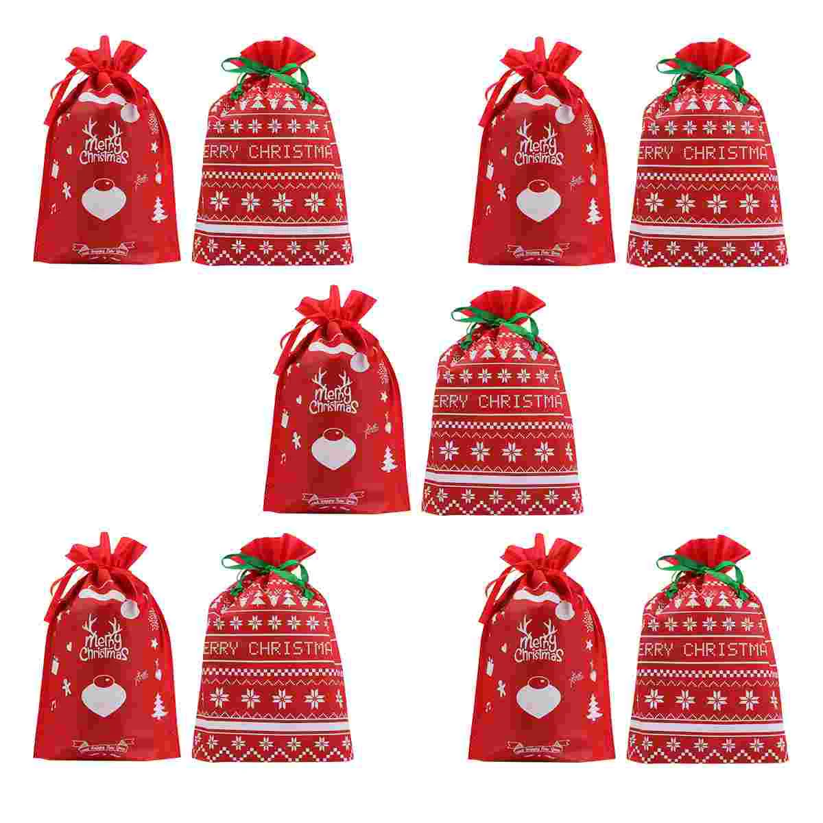 

Holiday Treat Holiday Candy Christmas Favors Printed Drawstring Pouch Xmas Storage Pouch