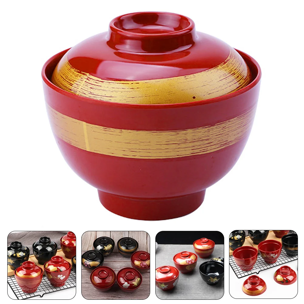 

Bowl Soup Japanese Bowls Containersteam Steamed Appetizer Miso Cup Egg Pho Pasta Serving Rice Noodle Covered Lacquerware Lids