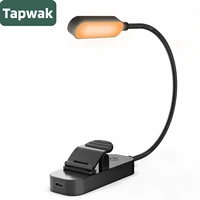tapwak rechargeable clip book light in bed led mini flexible reading lights for bedroom bedside night reading lamp home travel