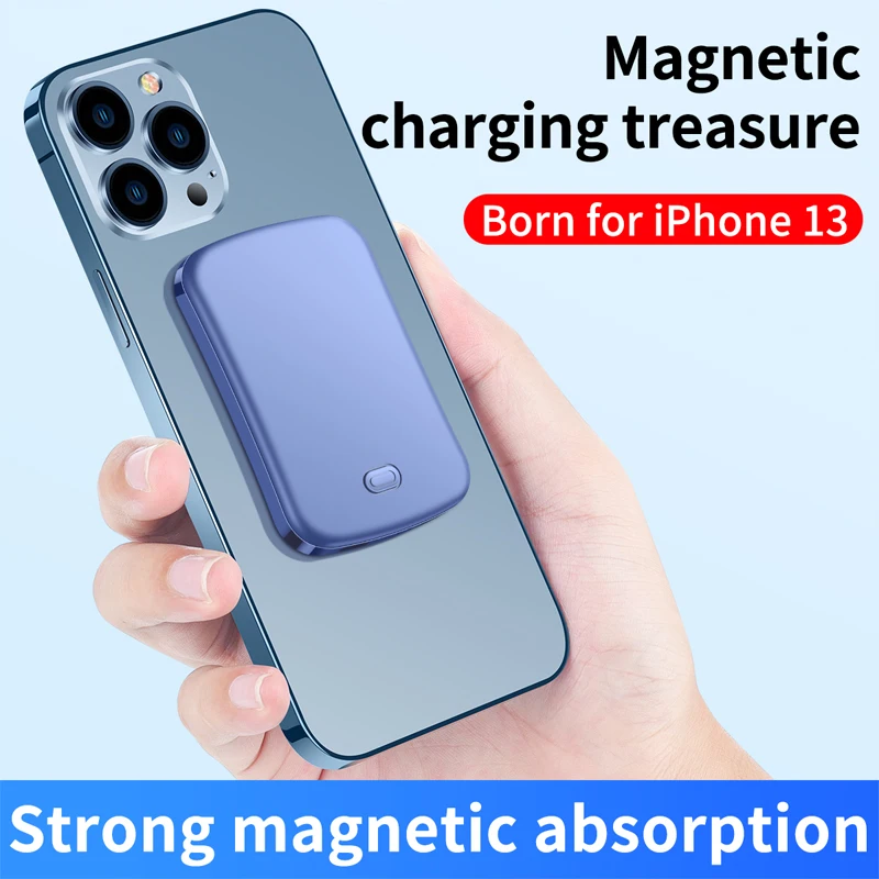 

magnetic absorption power bank applicable to Apple series iPhone13 wireless 15w fast charging 5000mA10000mA mobile power supply