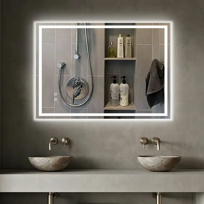 

Настенное зеркало для ванной комнаты с подсветкой, зеркальное освещение, водонепроницаемость IP54, 3000K-6000K, регулируемая яркость, энергосбережение