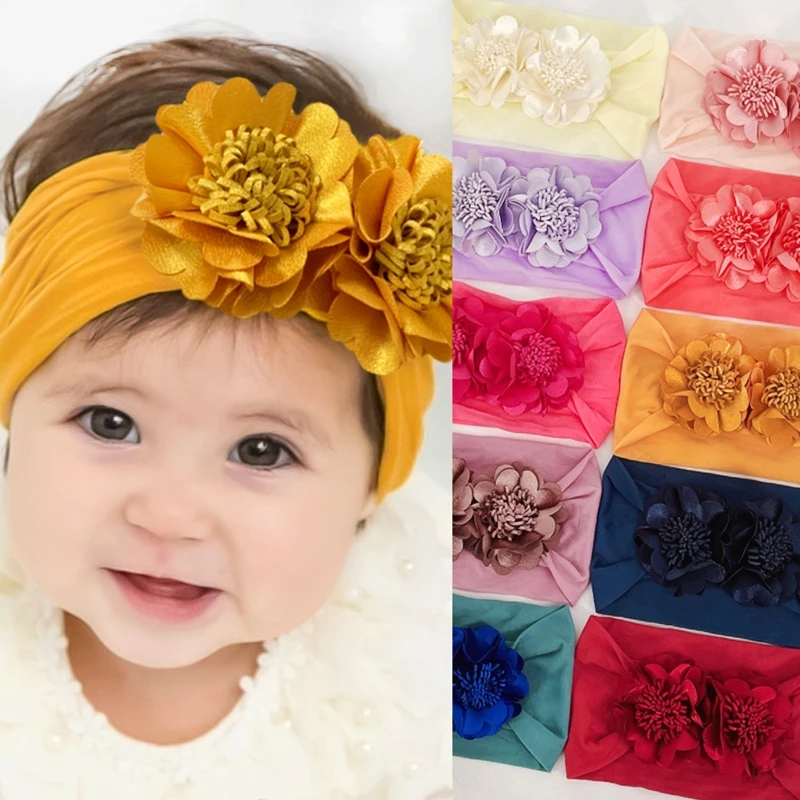 

Baby Girls Headbands Flower Soft Stretchy Nylon Hair Band Hair Accessories for Newborns Infants Toddlers and Kids
