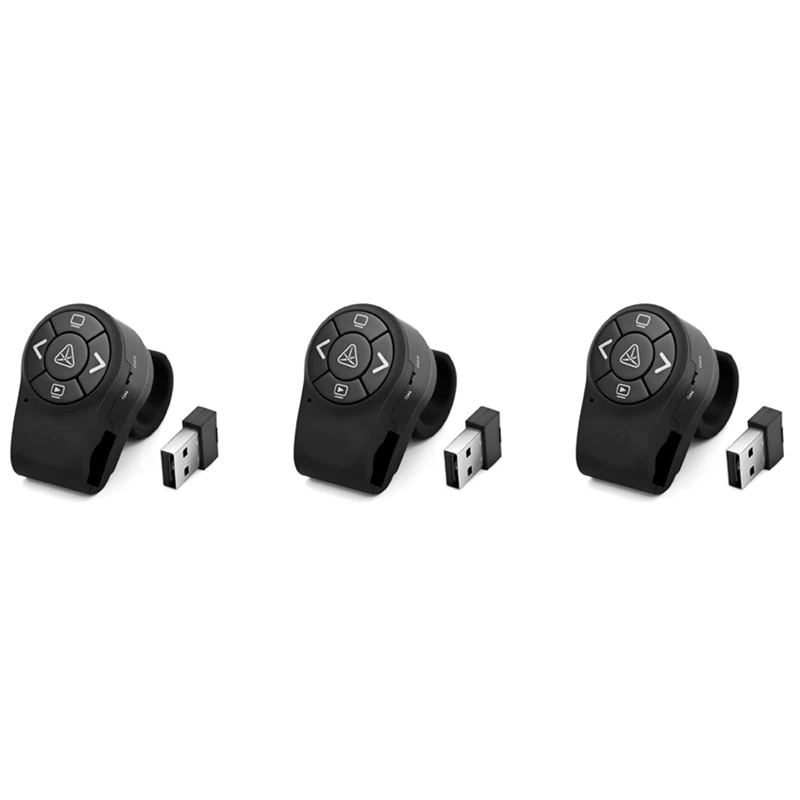 

3X Wireless Presenter RF 2.4G Finger Ring Remote Powerpoint PPT Slides Clicker Pen Rechargeable