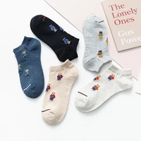 men and women spring and summer new british cartoon bear boat socks lovers cotton sports leisure socks