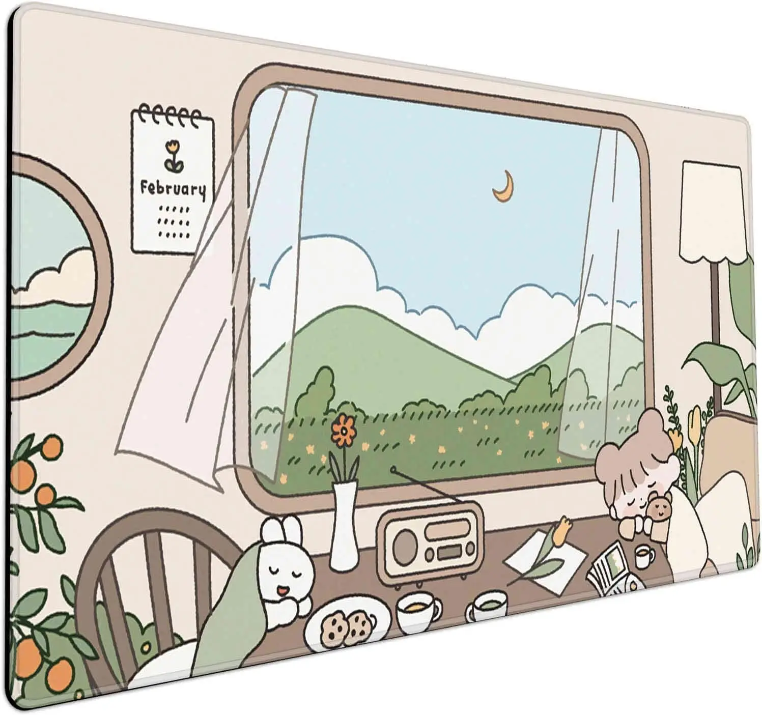 

Cute Mouse Pad Extended Large Pastel Beige for Office Desk Decoration Women Girls Desk Mat 31.5x11.8 Inch for Laptop Computer