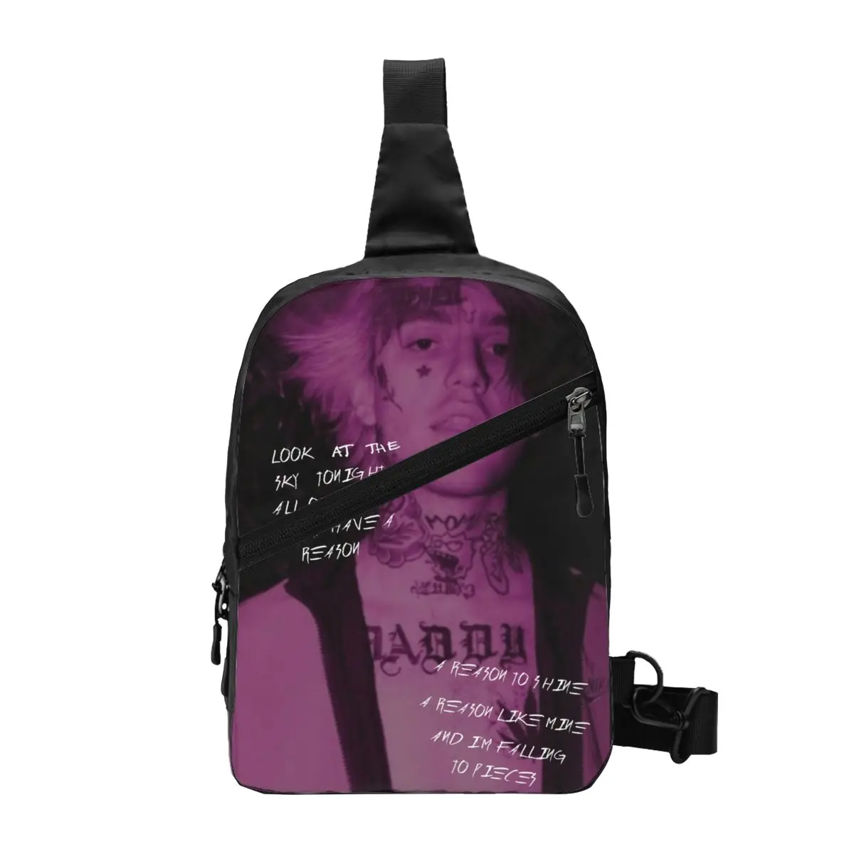 

Lil Peep Star Lyrics Signed Chest Bag Music Casual Crossbody Bags Unisex Travel Running Business Handbags