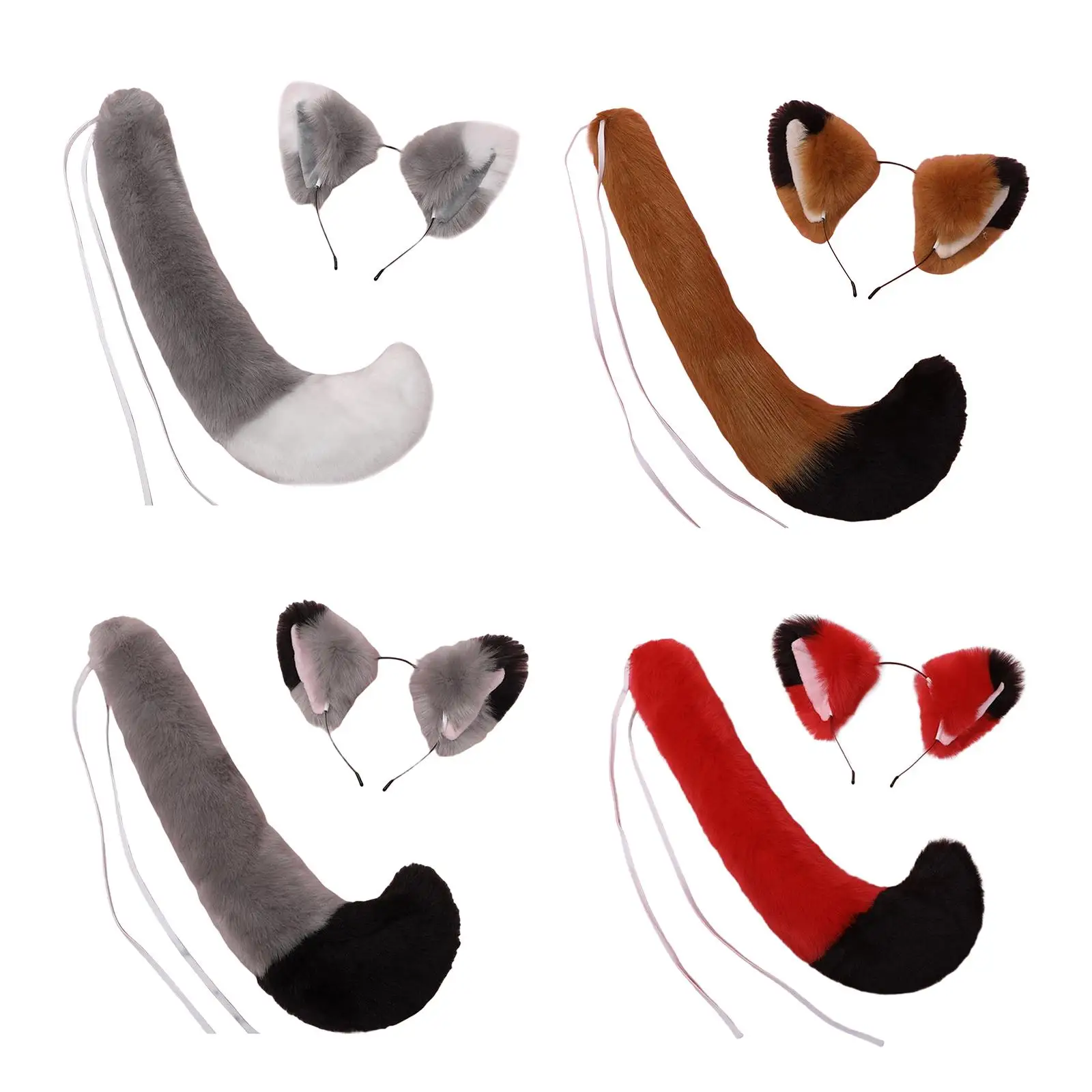 

Ears and Long Tail Ear Headband Headwear Costume for Performance