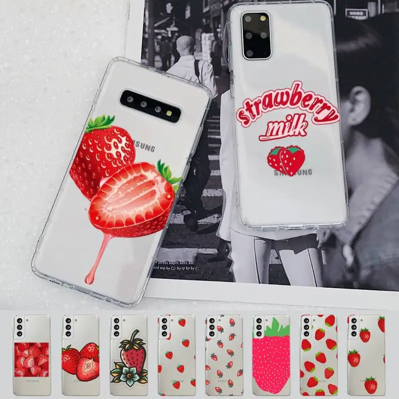 

Strawberry Phone Case for Samsung A51 A52 A71 A12 for Redmi 7 9 9A for Huawei Honor8X 10i Clear Case