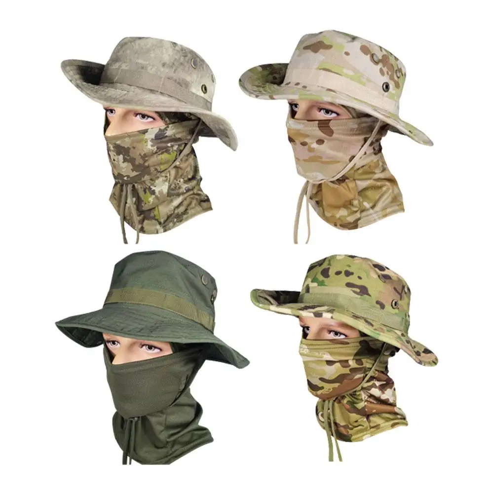 

Women Men Hiking Fishing Boonie Hat Outdoor Sport Sun Bucket Protection Adjustable And Face Neck Camouflage Mask UV Caps C0J7