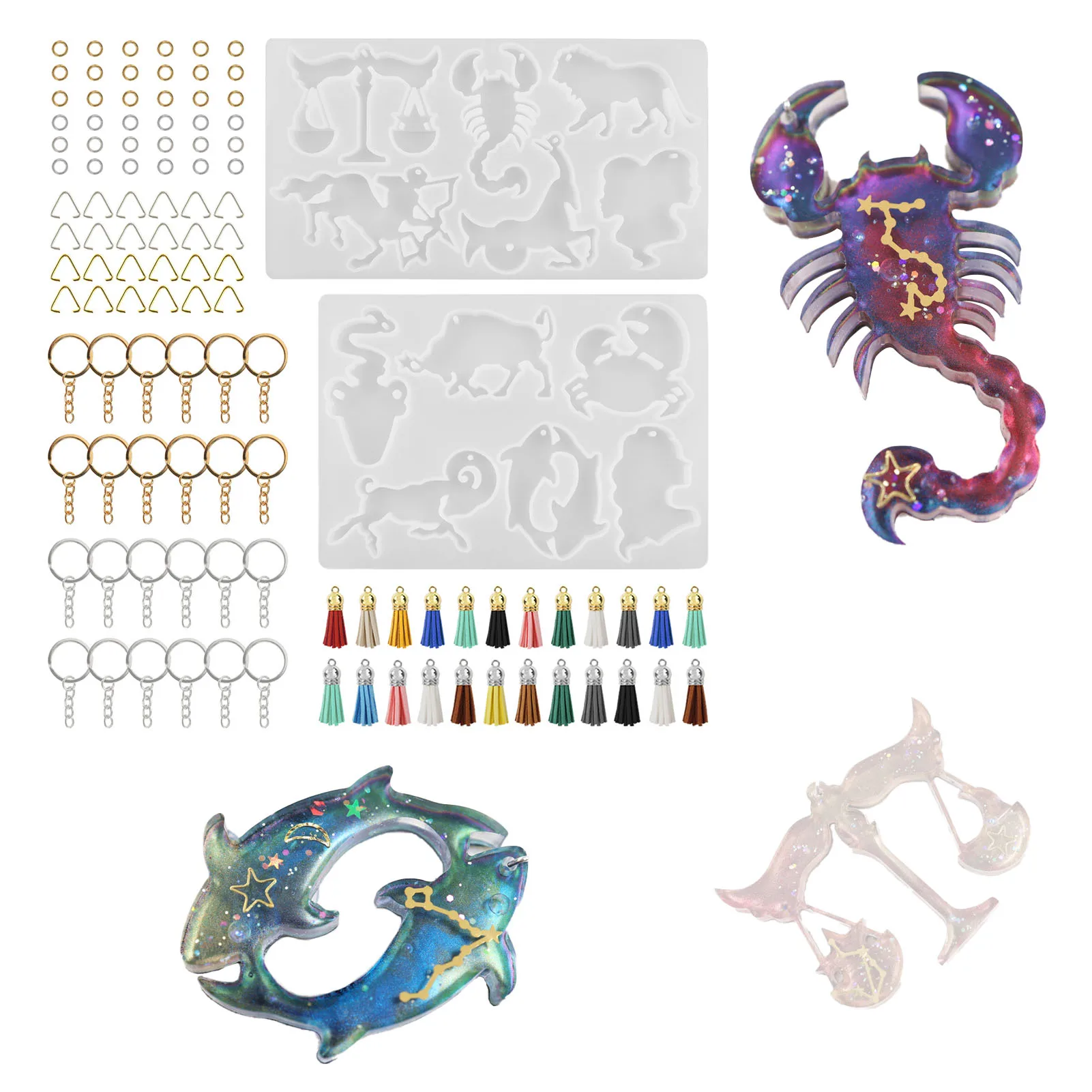 

Фотополимерная форма, формы для смолы со знаками Зодиака, набор силиконовых форм с кольцами для брелока, набор для рукоделия