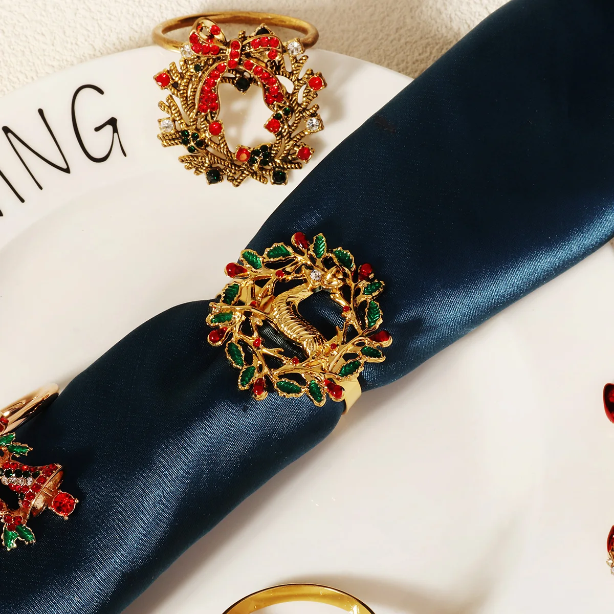 Набор пуговиц для рождественских салфеток-6 шт./компл. стразы из сплава