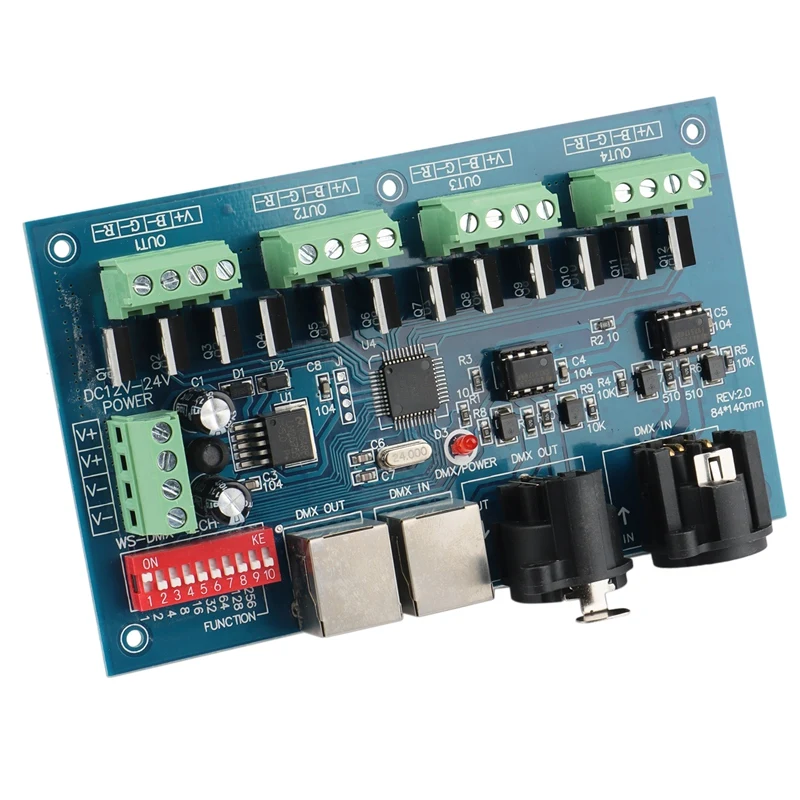 DC12V-24V 12-канальный светодиодный декодер DMX512 4 группы 12Chx2a DMX-декодер диммер XRL 3P RJ45