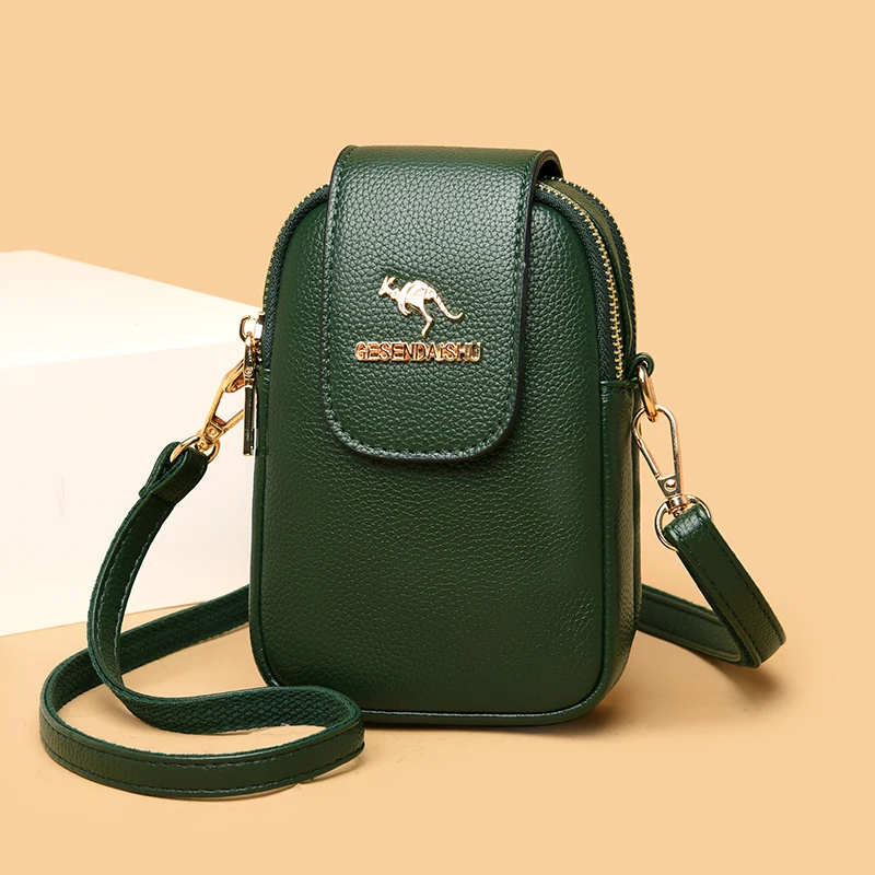 

2022 Women Bags High Quality PU Leather Mobile Phone Bag Luxury Pure Color Shoulder Bags Brand Messenger Crossbody Bags Designer