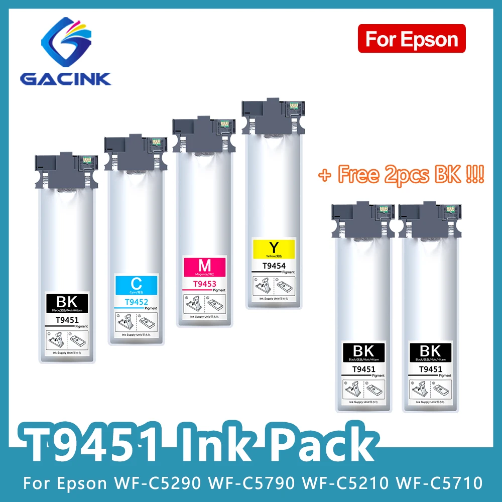 

T9451 T9452 T9453 T9454 Ink Pack With Pigment Ink For Epson WorkForce Pro WF-C5290 WF-C5790 WF-C5210 WF-C5710 For EUR