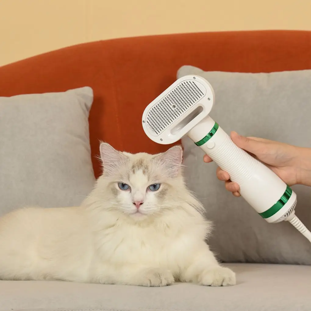 

Pet Cats Dogs Hair Dryer 300W Adjustable 2-in-1 Pet Hair Brush Low Noise Handle Animal Grooming Blower Dog Cleaning Comb US Plug