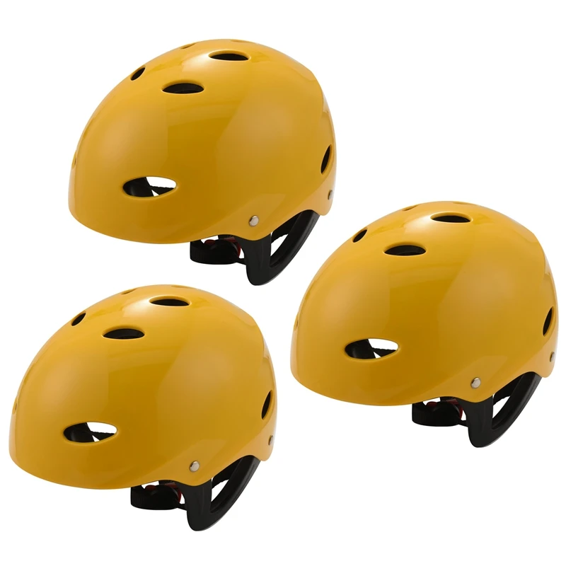 

3X Safety Protector Helmet 11 Breathing Holes for Water Sports Kayak Canoe Surf Paddleboard - Yellow