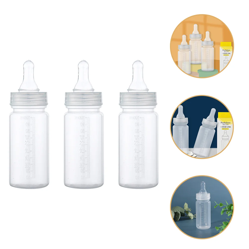 

3pcs Disposable Baby Bottle Infants Feeding Bottle Plastic Newborn Feeder