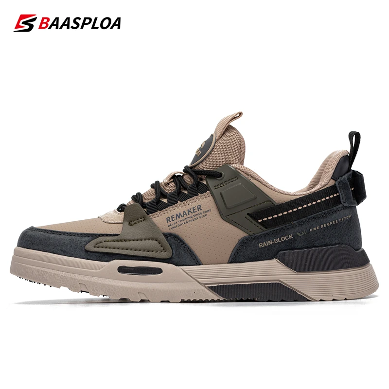 

Baasploa Leather Men's Casual Sneaker Anti-Slip Shock Absorption Running Sneaker Lightweight Waterproof Male Shoes 2022 New