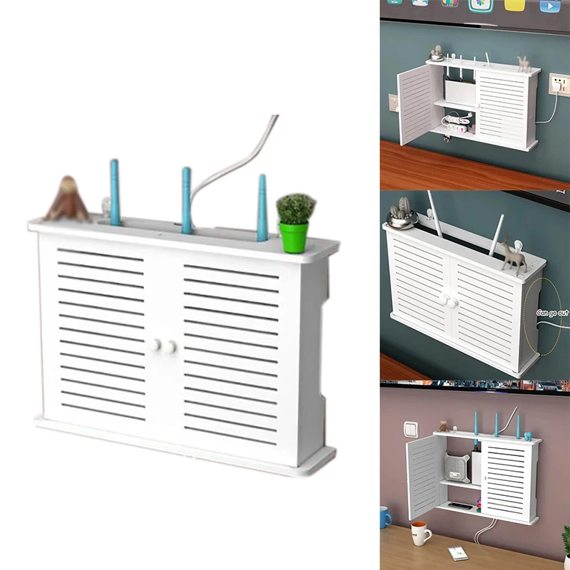 

Wireless Wifi Router Storage Boxes Wooden Box Cable Power Plus Wire Bracket Wall Hanging Plug Board Storage Shelf