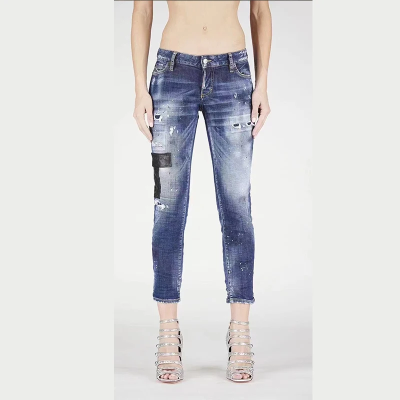 Jeans Women's summer 2023 high-waisted, ripped, straight, floor-length, wide-leg pants trend