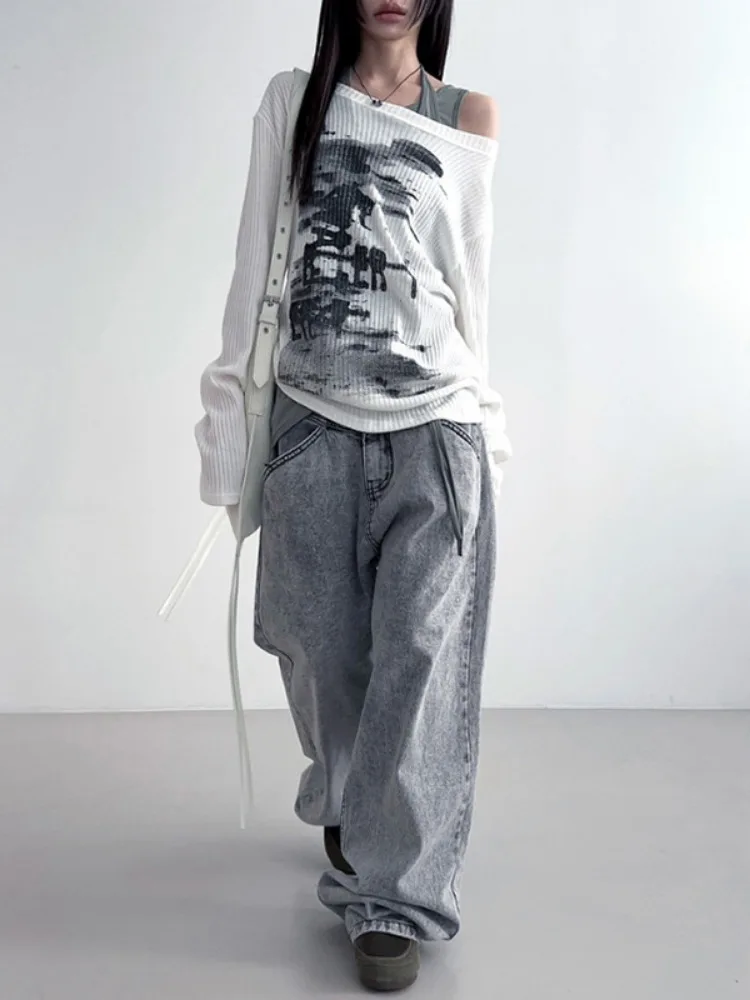 Осенние женские футболки с принтом в стиле Харадзюку винтажная уличная одежда