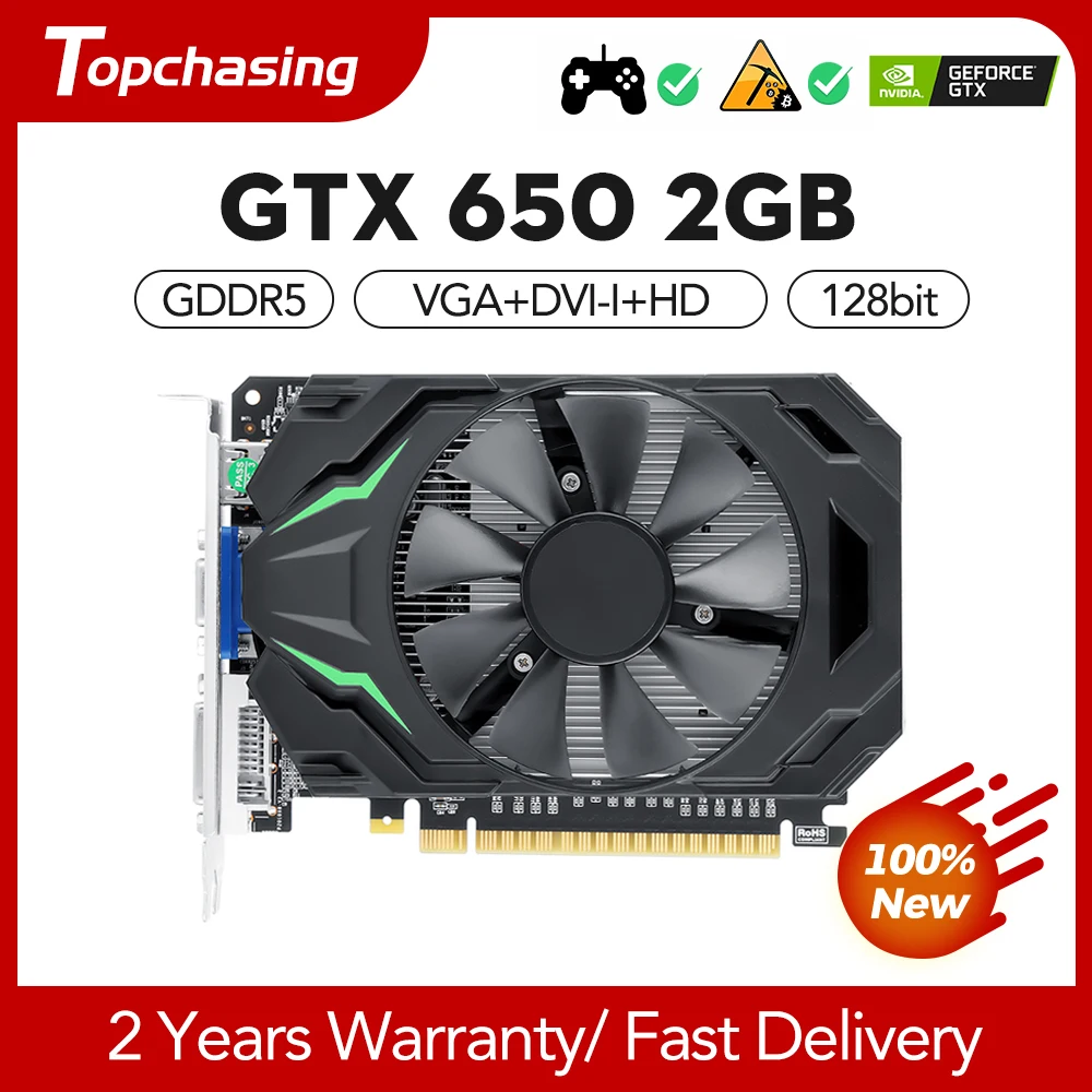 

Графическая карта GTX 650, 3,0 бит, 2 Гб, GDDR5 PCI-E 128 X16, VGA DVI-I HD, видеокарты для Nvidia GeForce GTX650 2G, бит, игровая офисная карта