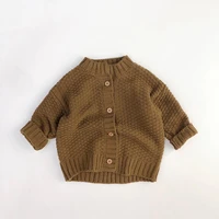 2022 new children long sleeve sweater knit cardigan autumn winter warm baby knitted jacket solid boys girls casual sweater