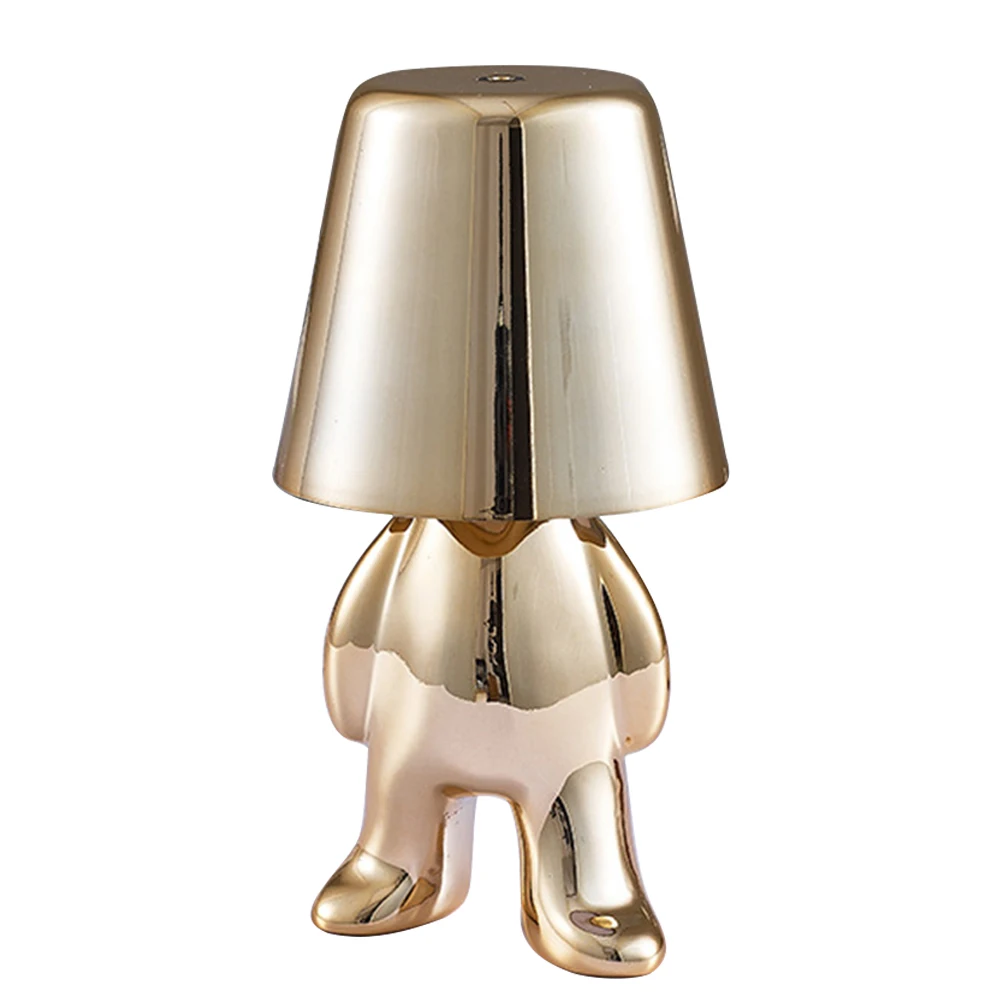 

Bar Coffee Shop USB Rechargeable Night Light Dimmable Electroplating Touch Control Bedroom Table Lamp Study Little Golden Man