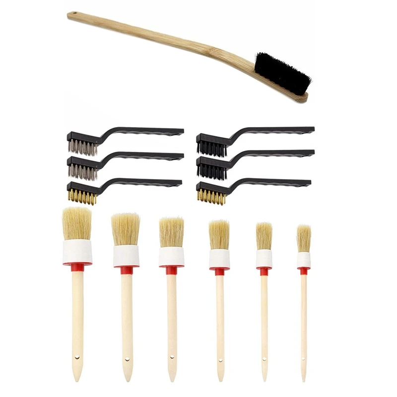 

1X Auto Engine Cleaning Brush Car Rim Wheel Tire Cleaning Multi-Function Bamboo Handle Mane Brushes Car Wash Cleaning & Detailin