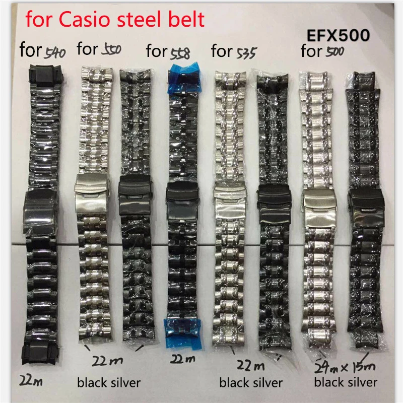 

Accessories stainless steel strap men's for Casio ef-550 500 312 539 524 534 501 543 527 563 sports waterproof strap watch band