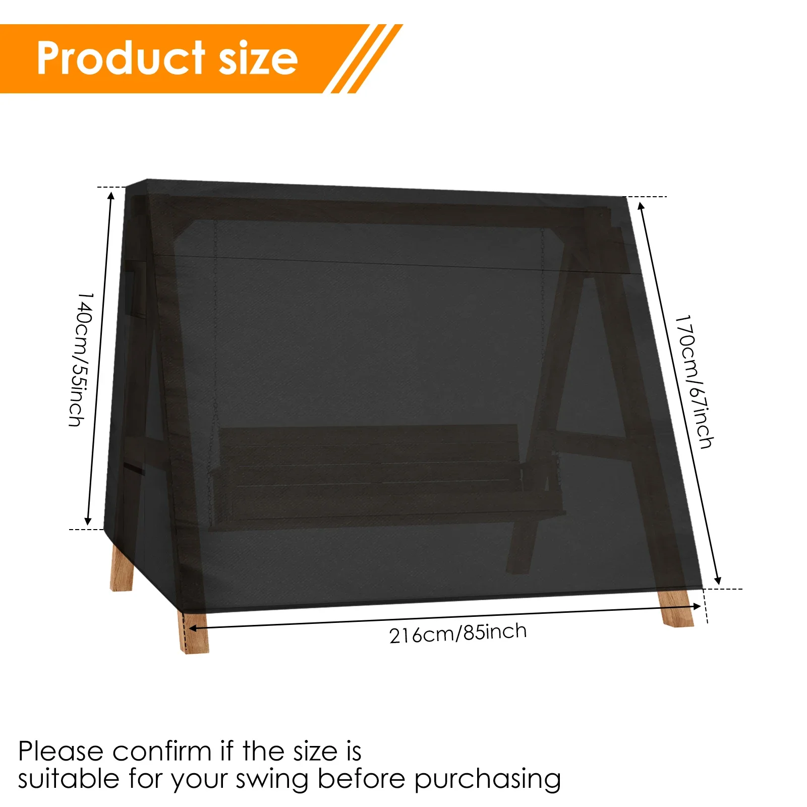 

Черный водонепроницаемый чехол для качелей из полиэстера