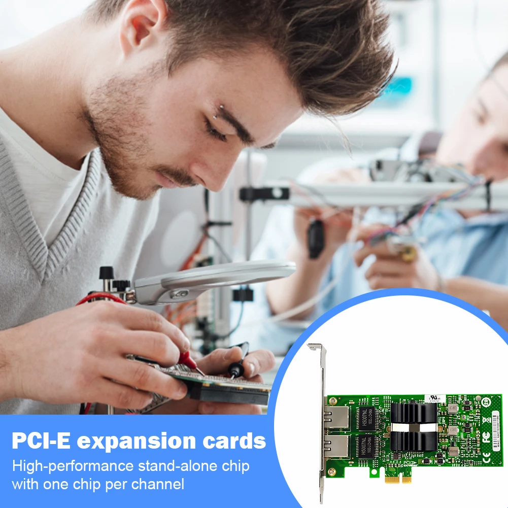

PCI-E 1X гигабитная сеть Ethernet 1000 Мбит/с адаптер X1 к X16 RJ45, двухпортовый переходник PCI Express 2,0, усилитель сервера для настольного ПК