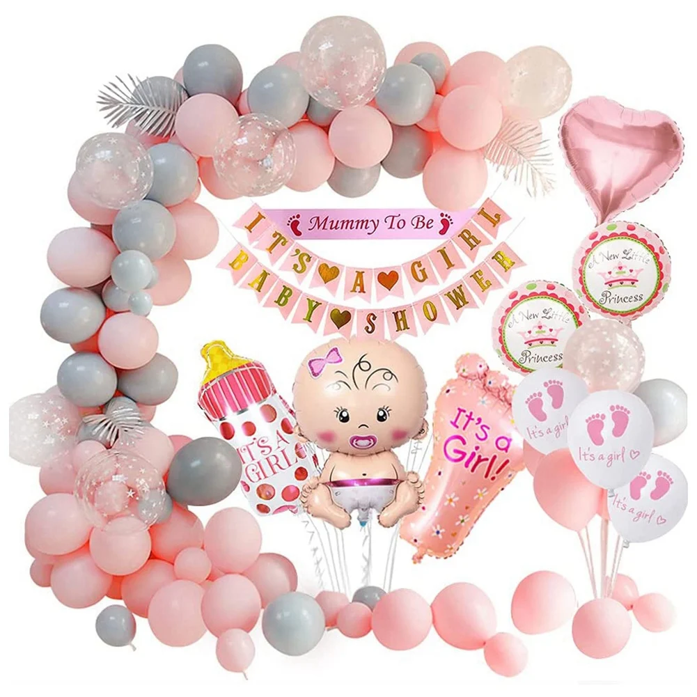 

Baby Shower Decorations Girl Baby Shower Pink Balloons Set Baby Shower for Girl Its a Girl Baby Shower Banners